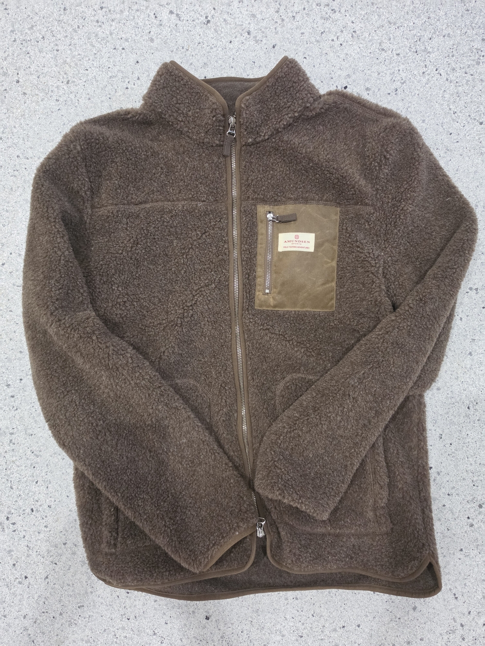 Amundsen Sports Men’s L Wool Fleece Full Zip Jacket Brown